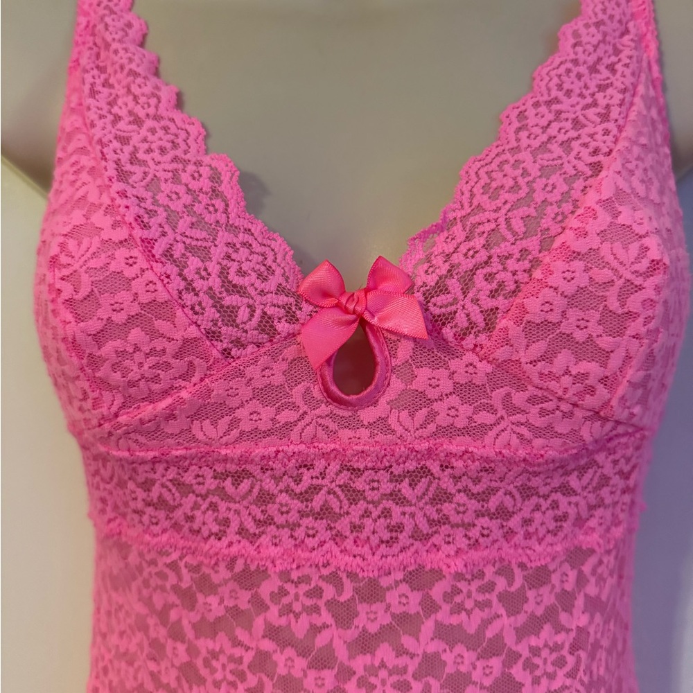 Vintage Victorias Secret Sexy Little Things Neon Pink Slip Dress M